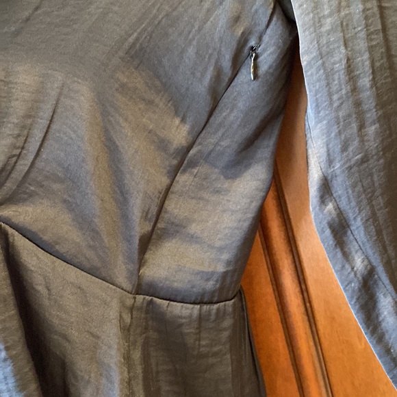 1. State black silky 3/4 sleeve faux-wrap peplum blouse - Picture 5 of 8